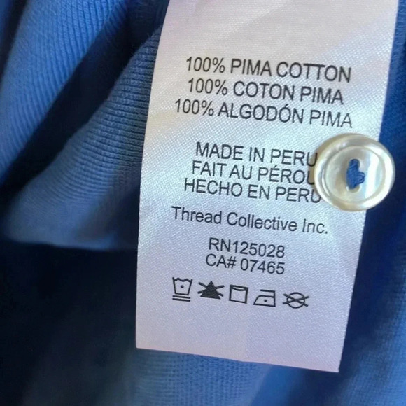 Psycho Bunny 100% pima cotton blue polo  size 9 - Picture 4 of 6